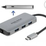 DeLock USB 3.2 Gen 1 Hub with 4 Ports and Gigabit LAN and PD 63252 Hálózat Hálókártya fotó