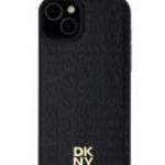 DKNY PU Leather Repeat Pattern Stack Logo Apple iPhone 13 Magsafe kompatibilis hátlap tok, fekete fotó