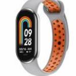 Xiaomi Mi Band 8 okoskarkötő dupla sport pótszíj Szürke-narancs fotó