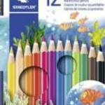 Akvarell ceruza készlet, hatszögletű, ecsettel, STAEDTLER "Noris® aquarell 144 10", 12 kül fotó