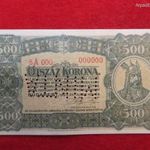 FORDÍTOTT ÁLLÁSÚ ! MINTA 500 KORONA 1923 kiv fotó