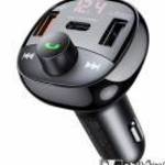 REMAX LODI BLUETOOTH FM transmitter, autós kihangosító - FEKETE - 2 x USB, 1 x Type-C aljzat, 5V/3A, fotó