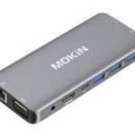 MOKiN 10 az 1-ben adapter Hub USB-C 3x USB 3.0 + USB-C töltés + HDMI + 3.5mm audio + VGA + 2x RJ45 + fotó