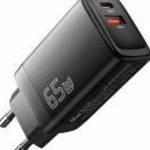 Essager hálózati töltő 1xUSB-A és 1xUSB-C csatlakozással 65W GaN - fekete fotó