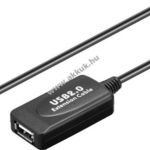 Aktív USB 2.0 hosszabító kábel, fekete, 10m fotó