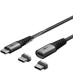 2in1 mágneses USB szövetkábel, 1m, 60W - A készlet erejéig! fotó