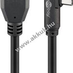 USB-C - USB A 3.0 kábel 90°-ban fajlított fejjel, fekete, 3m - A készlet erejéig! fotó