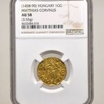 Mátyás aranyforint ( k. pajzs ) ( NGC tok, AU 58 minősített ) -F0961 fotó