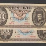 50 forint 1951. 2 db sorszám követő!! UNC!! RITKA!! fotó