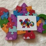 Fa oktató puzzle számos és betűs színes kirakó fejlesztő játék "Nagy Dino" fotó