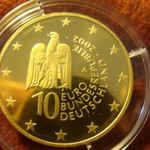 Német nagy ezüst 10 euro 2002 A 18 gramm 0.925 32, 5 mm, 24 karátos arannyal bevonva, kapszulában fotó