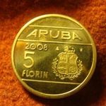 Aruba alu-bronz 5 florin 2008 aUNC, csak 22.000 db-ot vertek belőle fotó