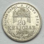 1869 KB FERENC JÓZSEF 20 KRAJCZÁR MAGYAR KIRÁLYI VÁLTÓ PÉNZ fotó