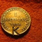 Schleswig és Holstein Dán hercegségei réz 1 sechling 1850 "K" verdejeggyel fotó