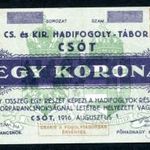 Csót 1 korona 1916 hadifogolytábori pénzjegy AU-UNC fotó