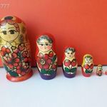 Matrioska baba készlet 6 részes retro vintage fa baba Matrjoska babák 1, 5 cm - 18 cm-es EXTRA !! fotó