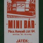 Kártyanaptár, Mini bár, Pécs, játékautomaták, grafikai rajzos, 1984, , B, fotó