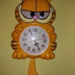 retro régi ritka GARFIELD macska elemes quartz falióra macskás óra VIDEÓ fotó