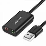 Ugreen külső USB hangkártya 3.5mm mini jack hangerőszabályzóval 15cm - Fekete (30724) fotó