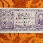 1946 -os hajtatlan AUNC Tízmillió / 10.000 000 B.-Pengő MINTA perforációval bankó Ritkább (L2473) fotó