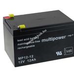 Ólom akku 12V 12Ah (Multipower) típus MP12-12 - VDS-minősítéssel (csatlakozó: F1) fotó