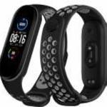 Xiaomi Mi Band 5 / Mi Band 6 okoskarkötő dupla sport pótszíj 10 színben Szürke-fekete fotó