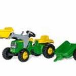 Pedálos traktor rakodóval és pótkocsival Rolly Kid John Deere zöld - MILLY MALLY fotó