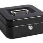 XMAX Cashbox pénzkazetta kulcsos zárral, belső tálcával, fekete, 30cm fotó