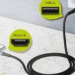 Goobay Micro USB - USB flexibilis textil adat- és töltő kábel, 2m, asztroszürke-ezüst fotó