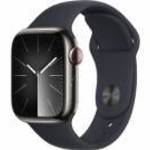 Apple Watch Series 9, 41 mm (1.73"), Wi-Fi, 4G LTE, GPS, 64 GB, Grafitszürke, Okosóra fotó