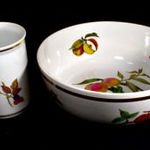 ROYAL WORCESTER GYÜMÖLCS MINTÁS MÉLY KÍNÁLÓ TÁL ÉS VÁZA X fotó