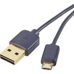 USB - Mikro USB átalakító kábel, megfordítható micro USB csatlakozóval 1m, fekete, Renkforce fotó