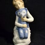 LÁNY JÁTÉKMACKÓVAL ... SPANYOL MÁRKÁS LLADRO NAO PORCELÁN SZOBROCSKA X fotó