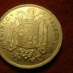 Spanyolország nagyméretű nikkel 5 peseta 1949/50 fotó