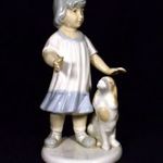 LÁNY KUTYÁVAL ... VALENCIA SPANYOL PORCELÁN FIGURA X fotó