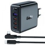 Acefast A37 Fali töltő PD100W GAN, 4x USB, 100W (fekete) fotó