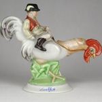 1S408 Lux Elek Herendi Kakas Marci porcelán figura 1941 fotó