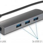 Hálózati adapter/hub USB-C USB 3.2 (Gen 2), LAN (10/100/1000 MBit/s), Renkforce RF-3374952 fotó