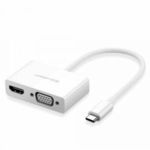 Ugreen adapter videó konverter USB Type C - HDMI / VGA, fehér (MM123) fotó