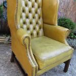 Elegáns chesterfield bőr füles fotel fotó