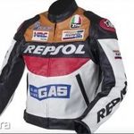 Repsol Honda Gas motoros bőrkabát (narancs, kék színben) ÚJ! fotó