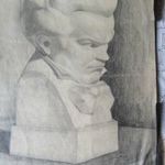 BEETHOVEN szobor grafit rajz jelzett 1928 GRAFIKA fotó