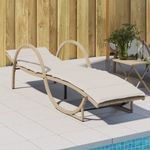 bézs polyrattan napozóágy párnával 60 x 199 x 42 cm fotó