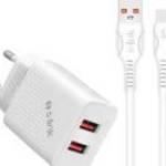 S-Link Hálózati töltő - SL-EC50T (2db USB, 5V/2.4A, 12W, Gyorstöltés, USB Type-C, 100cm adat+töltőká fotó