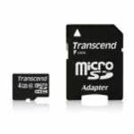 Transcend 4GB MicroSDHC Class 10 memóriakártya + adapter fotó