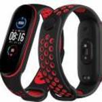 Xiaomi Mi Band 5 / Mi Band 6 okoskarkötő dupla sport pótszíj 10 színben Piros-fekete fotó