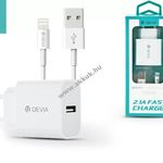 Apple iPhone 5/5S/5C/SE/6S/6S Plus USB hálózati töltő adapter + lightning adatkábel, 5V/2, 1A fotó