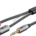 Stereo RCA - Stereo 3.5mm jack kábel 0.5m szövetborításos, szürke fotó