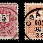 1889 feketeszámú + 1900 turul CSÁVOS bélyegzés foghiba Bánság Romania Gudlin E3.20 / 50p + 60p (b66) fotó