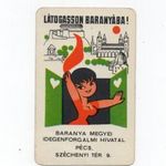 1968 Baranya Megyei Idegenforgalmi Hivatal Pécs kártyanaptár fotó